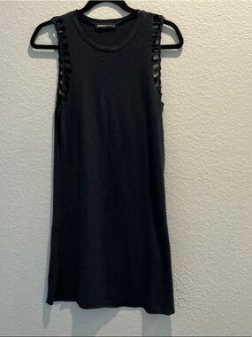 Michelle by Comune Dark Grey Sleeveless Cutout Knotted Detail Tank Dress